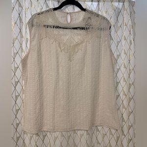 NWT La Mode Sleeveless Cream Color Top XL